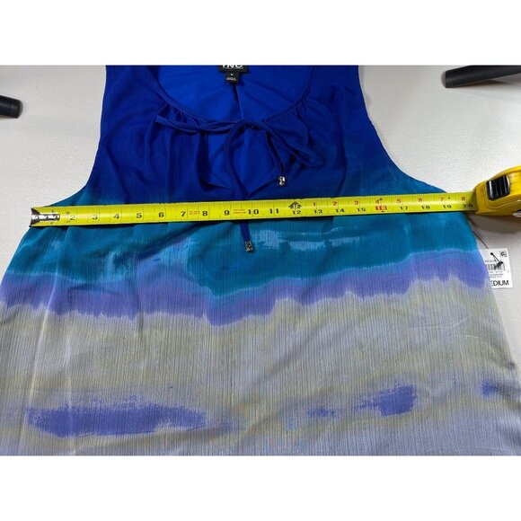 I.N.C. Womens Blue Multicolor Sleeveless Top M FLAWS - Picture 3 of 11